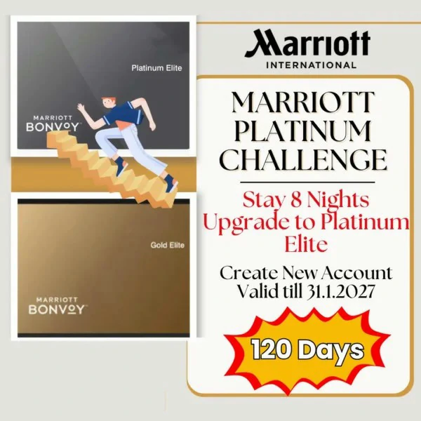 Marriott Platinum Challenge, Stay 8 Nights Upgrade to Platinum Elite 1 Marriott Platinum Challenge, Stay 8 Nights Upgrade to Platinum Elite